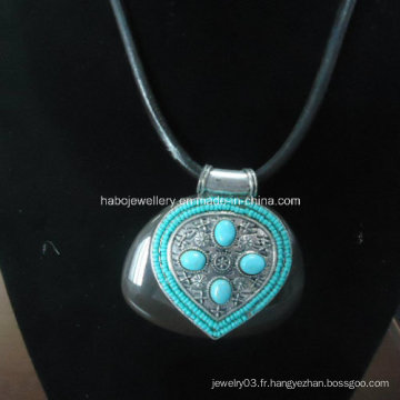 Perles en verre style bohème avec collier de fil en cuir (XJW13362)